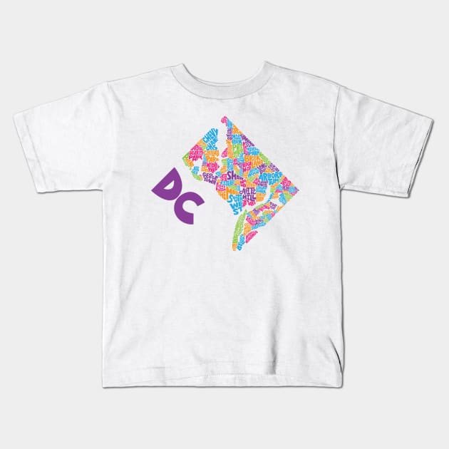 Washington DC Neighborhoods Cute Colors Kids T-Shirt by polliadesign